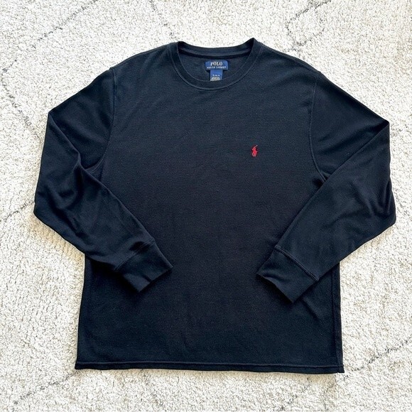 Polo Ralph Lauren Men’s Black Waffle Knit Long Sleeve Size XL - Picture 8 of 8